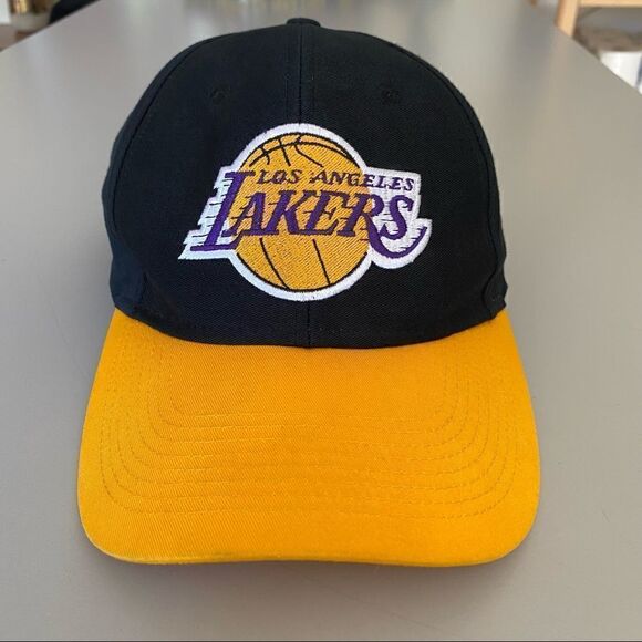 Black & Yellow Lakers Strapback Baseball Cap by Adidas - Adult Size - Picture 1 of 7